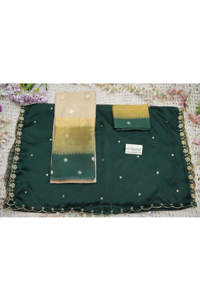 Beautiful South Indian Style Unstitch Half Saree with Blouse and Hand Work Rangoli Dupatta for Women | Dharani - Image 75