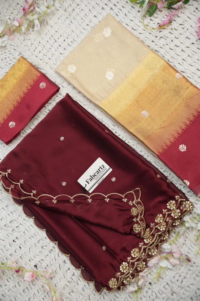 Beautiful South Indian Style Unstitch Half Saree with Blouse and Hand Work Rangoli Dupatta for Women | Dharani - Image 88