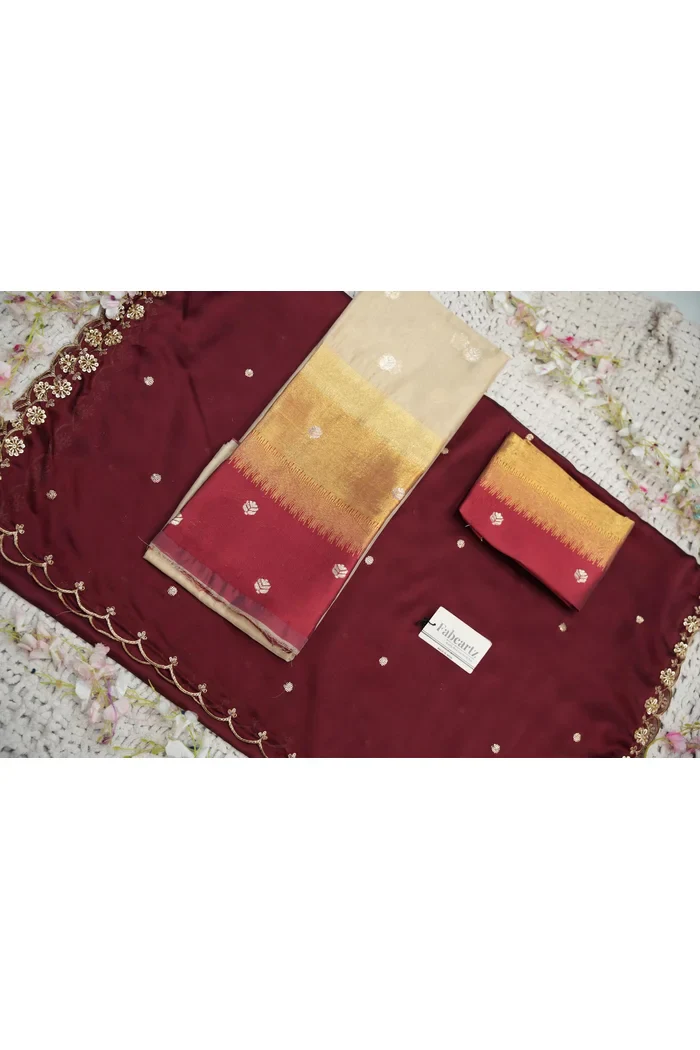 Beautiful South Indian Style Unstitch Half Saree with Blouse and Hand Work Rangoli Dupatta for Women | Dharani - Image 90