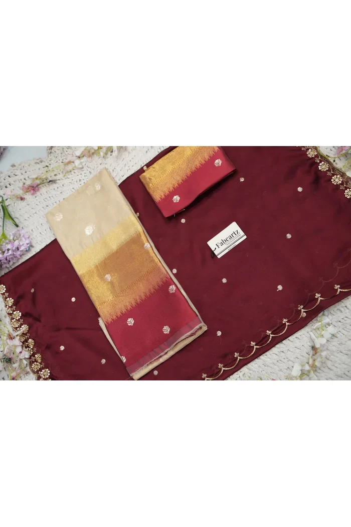 Beautiful South Indian Style Unstitch Half Saree with Blouse and Hand Work Rangoli Dupatta for Women | Dharani - Image 91
