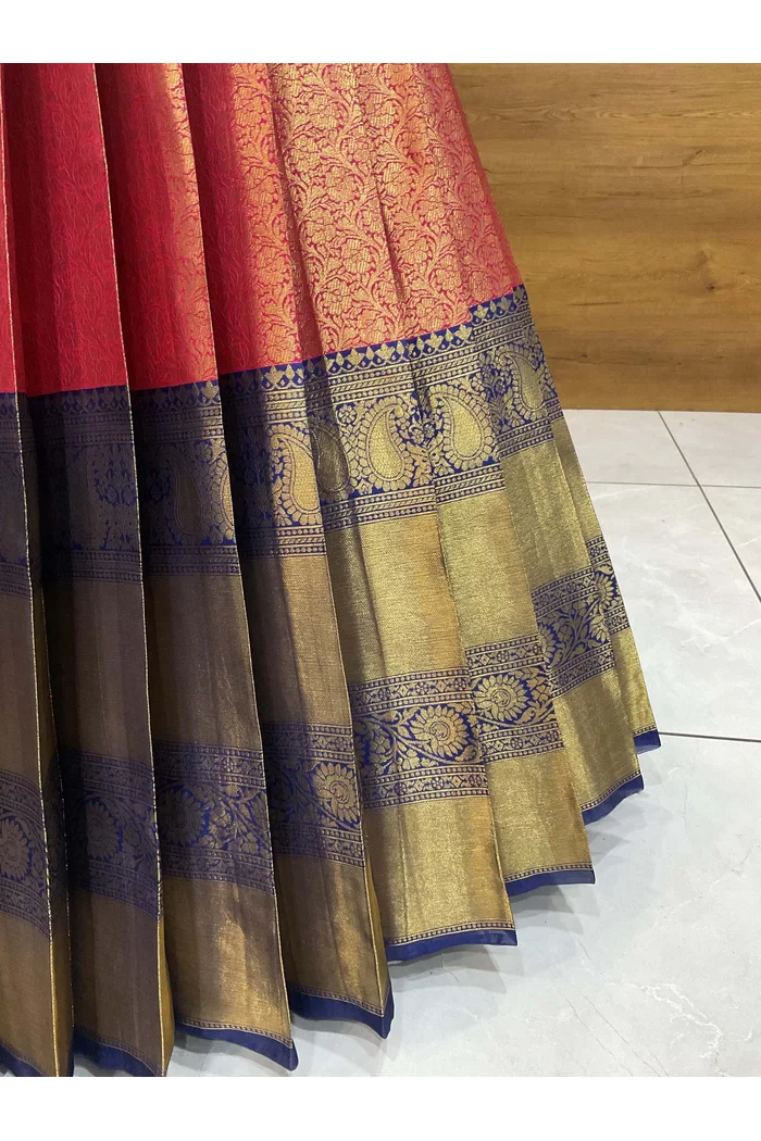 Beautiful South Indian Style Half Saree with Embroidery Blouse and Dupatta for Women | Kalyani - Image 28