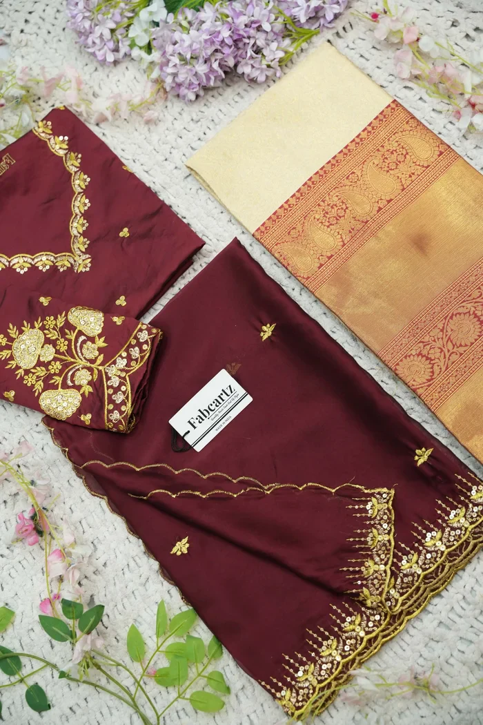 Beautiful South Indian Style Half Saree with Embroidery Blouse and Dupatta for Women | Kalyani - Image 42