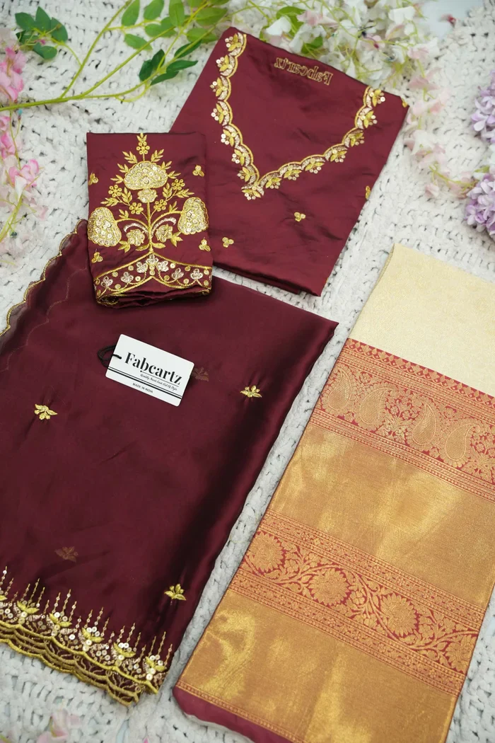 Beautiful South Indian Style Half Saree with Embroidery Blouse and Dupatta for Women | Kalyani - Image 43