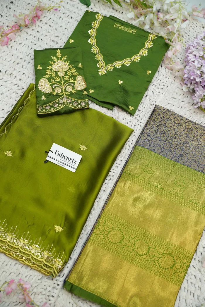Beautiful South Indian Style Half Saree with Embroidery Blouse and Dupatta for Women | Kalyani - Image 49