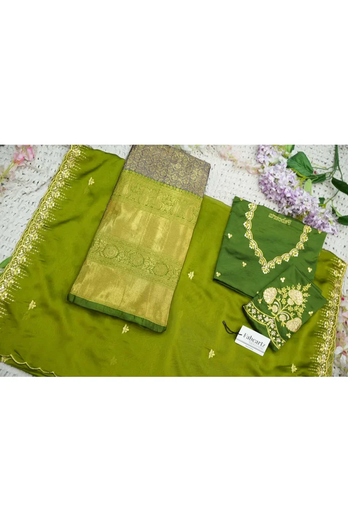 Beautiful South Indian Style Half Saree with Embroidery Blouse and Dupatta for Women | Kalyani - Image 53