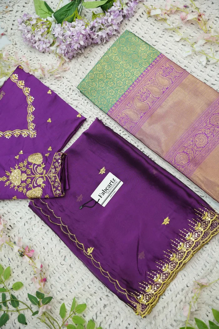 Beautiful South Indian Style Half Saree with Embroidery Blouse and Dupatta for Women | Kalyani - Image 59