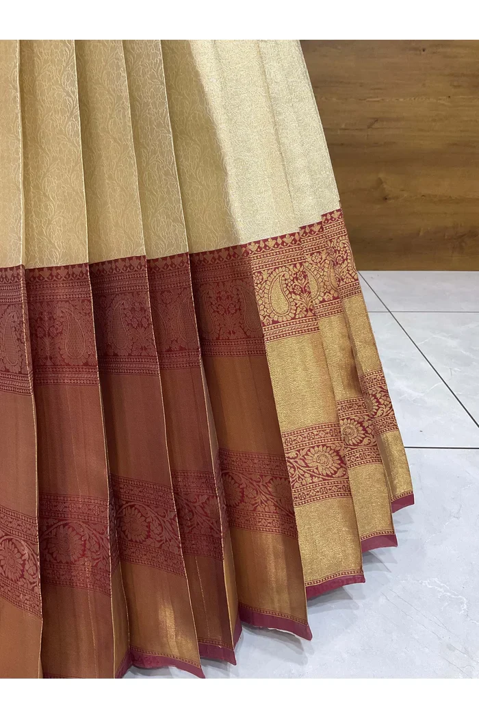 Beautiful South Indian Style Half Saree with Embroidery Blouse and Dupatta for Women | Kalyani - Image 6
