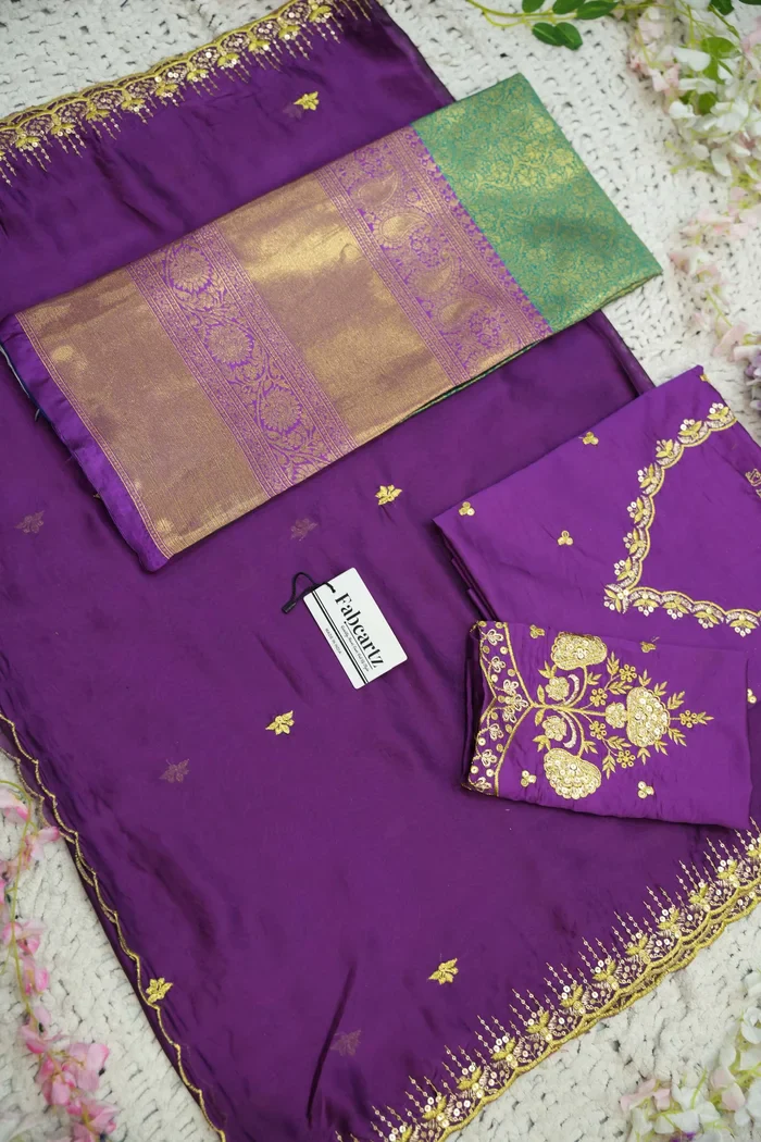 Beautiful South Indian Style Half Saree with Embroidery Blouse and Dupatta for Women | Kalyani - Image 61