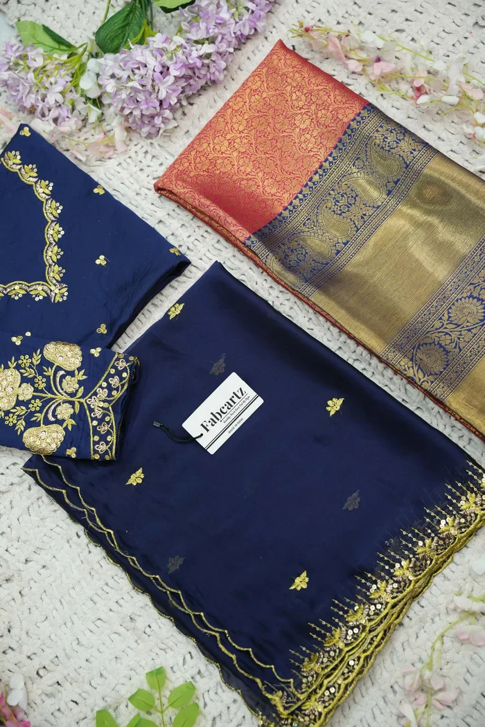 Beautiful South Indian Style Half Saree with Embroidery Blouse and Dupatta for Women | Kalyani - Image 75
