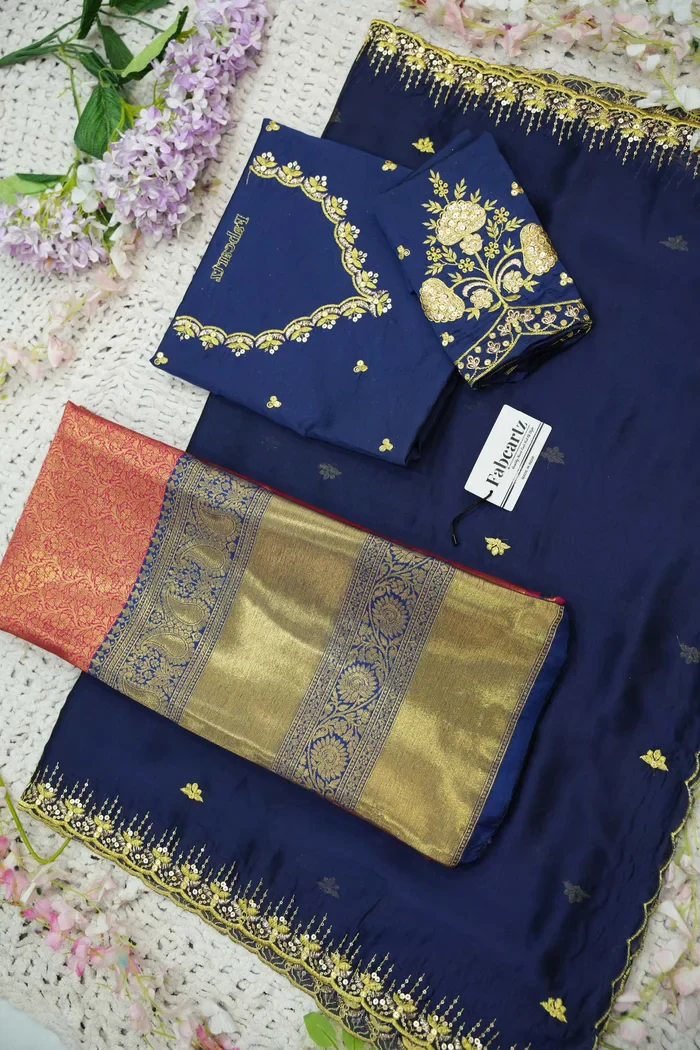 Beautiful South Indian Style Half Saree with Embroidery Blouse and Dupatta for Women | Kalyani - Image 77