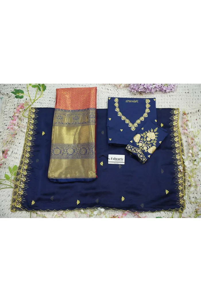 Beautiful South Indian Style Half Saree with Embroidery Blouse and Dupatta for Women | Kalyani - Image 79