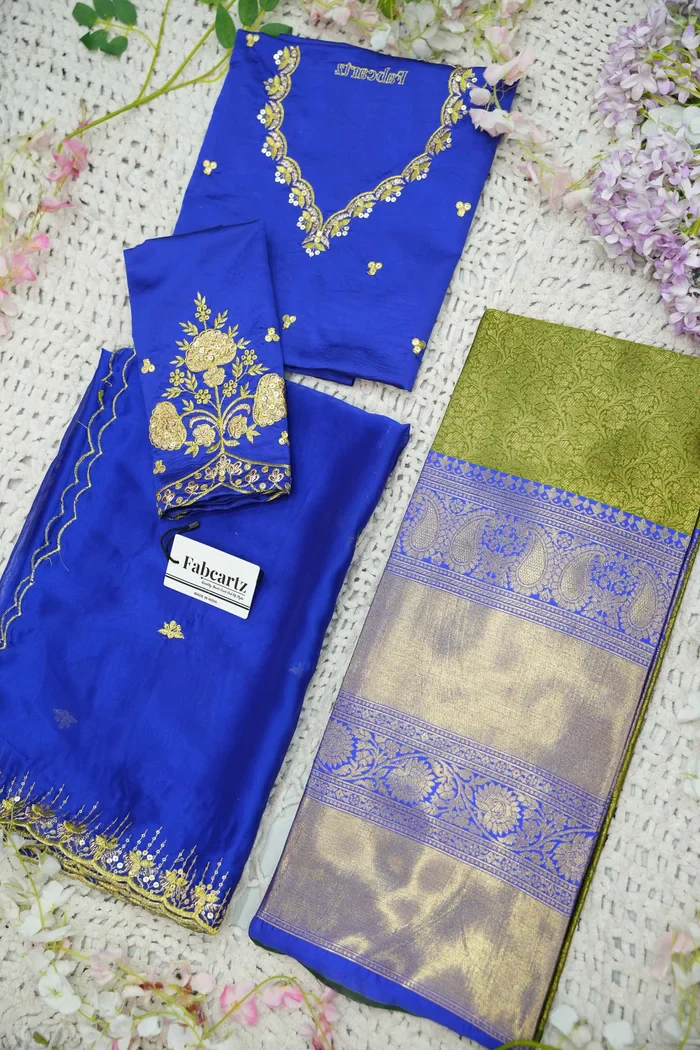 Beautiful South Indian Style Half Saree with Embroidery Blouse and Dupatta for Women | Kalyani - Image 83