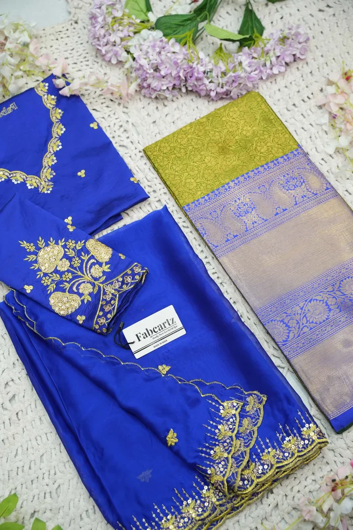 Beautiful South Indian Style Half Saree with Embroidery Blouse and Dupatta for Women | Kalyani - Image 84