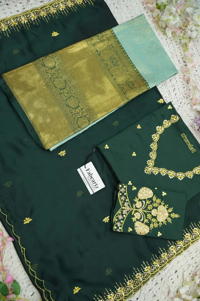 Beautiful South Indian Style Half Saree with Embroidery Blouse and Dupatta for Women | Kalyani - Image 93