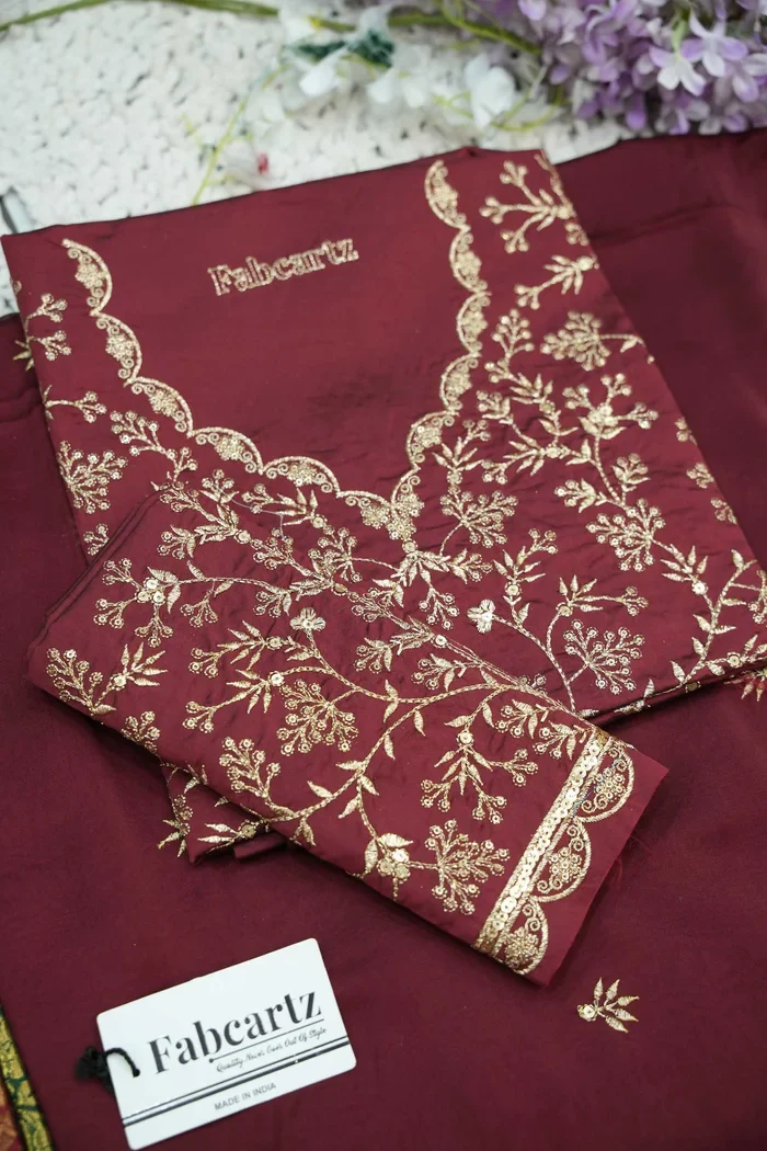Beautiful South Indian Style Unstitch Half Saree with Embroidery Blouse and Dupatta for Women | Rashmika - Image 34