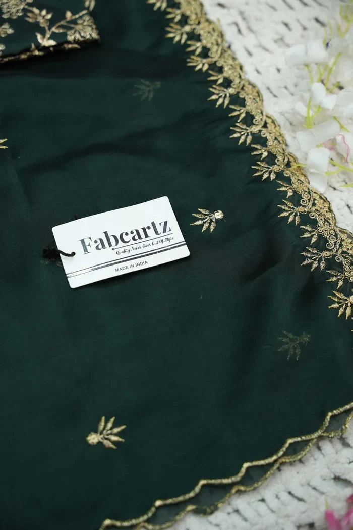 Beautiful South Indian Style Unstitch Half Saree with Embroidery Blouse and Dupatta for Women | Rashmika - Image 56