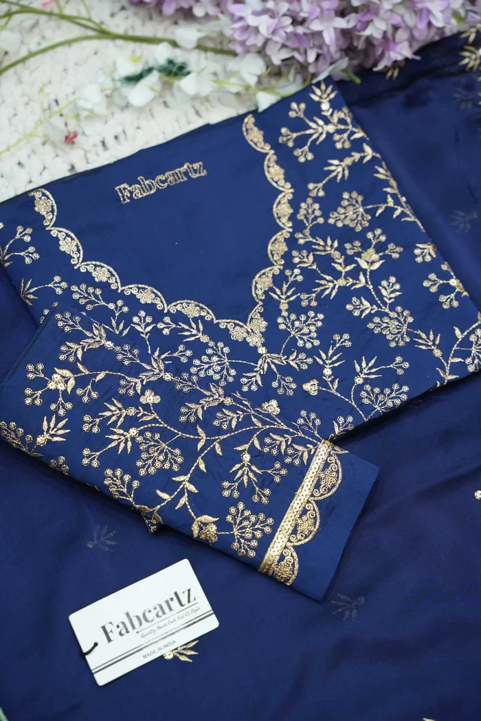 Beautiful South Indian Style Unstitch Half Saree with Embroidery Blouse and Dupatta for Women | Rashmika - Image 63