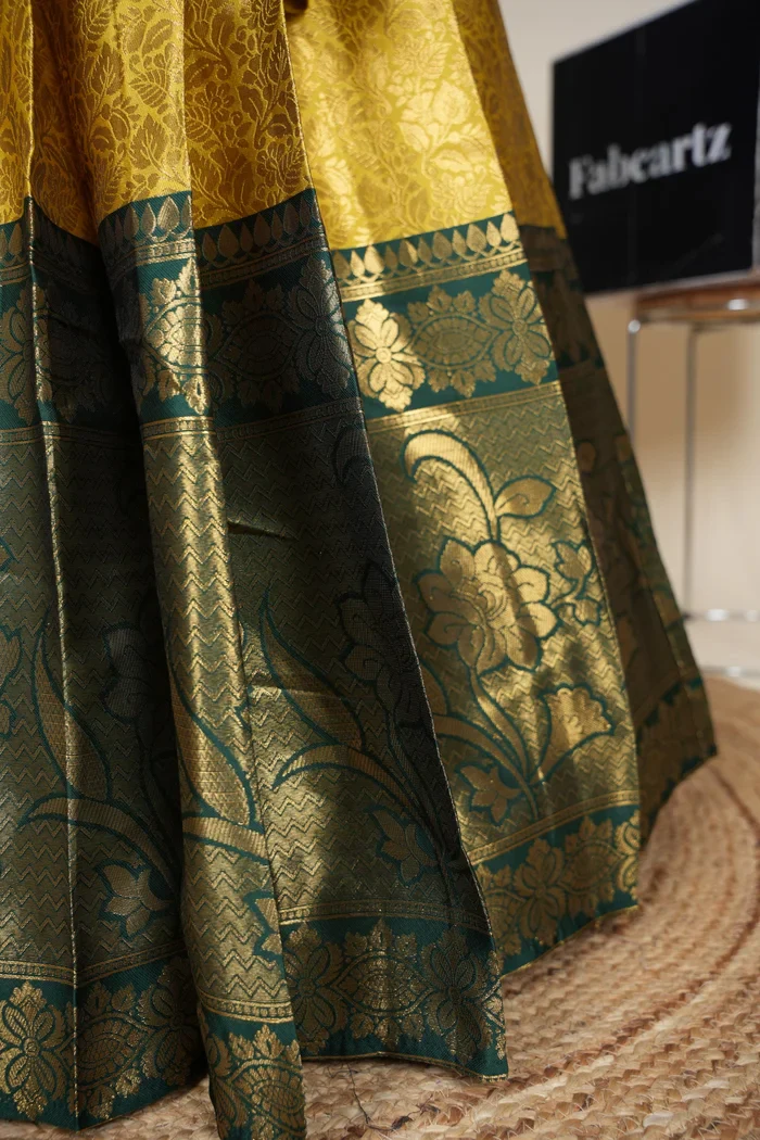 Beautiful South Indian Style Unstitch Half Saree with Embroidery Blouse and Dupatta for Women | Rashmika - Image 43