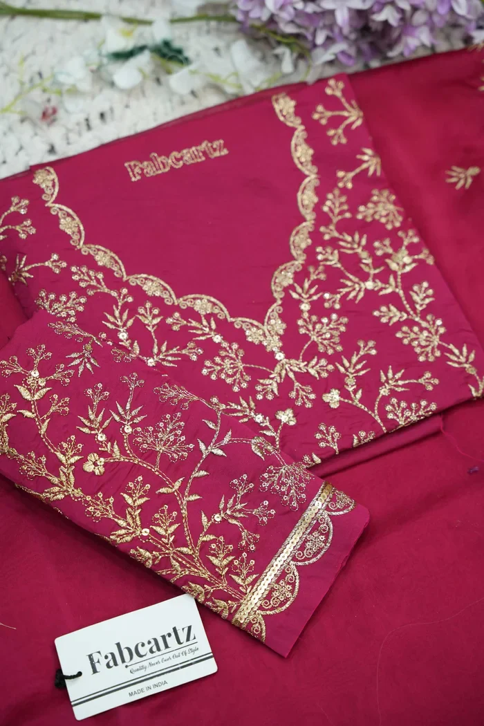 Beautiful South Indian Style Unstitch Half Saree with Embroidery Blouse and Dupatta for Women | Rashmika - Image 57