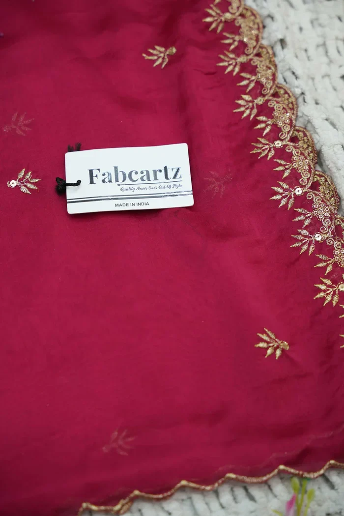 Beautiful South Indian Style Unstitch Half Saree with Embroidery Blouse and Dupatta for Women | Rashmika - Image 61