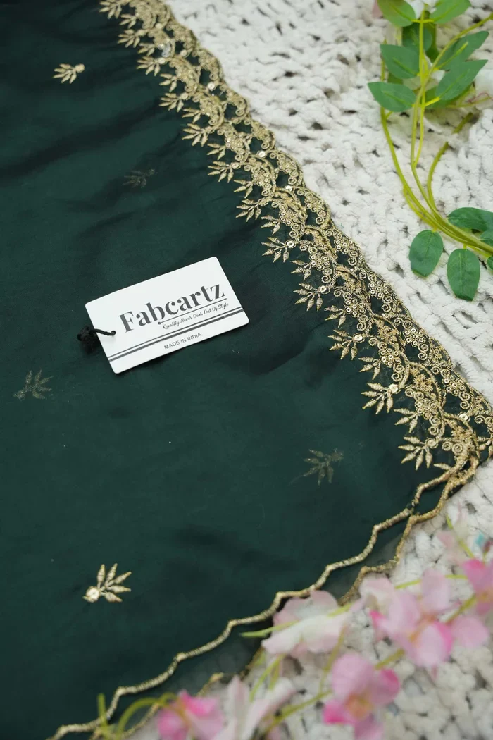 Beautiful South Indian Style Unstitch Half Saree with Embroidery Blouse and Dupatta for Women | Rashmika - Image 92