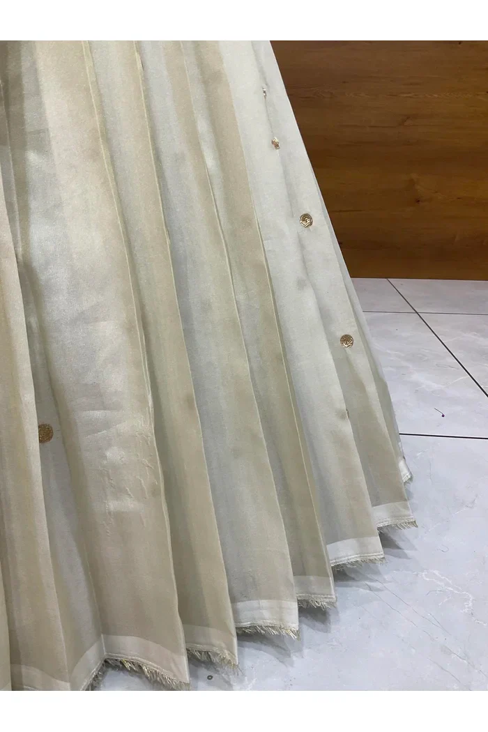Beautiful South Indian Style Unstitch Shimmer Half Saree with Hand Work Blouse and Rangoli Dupatta for Women | Shivani - Image 10