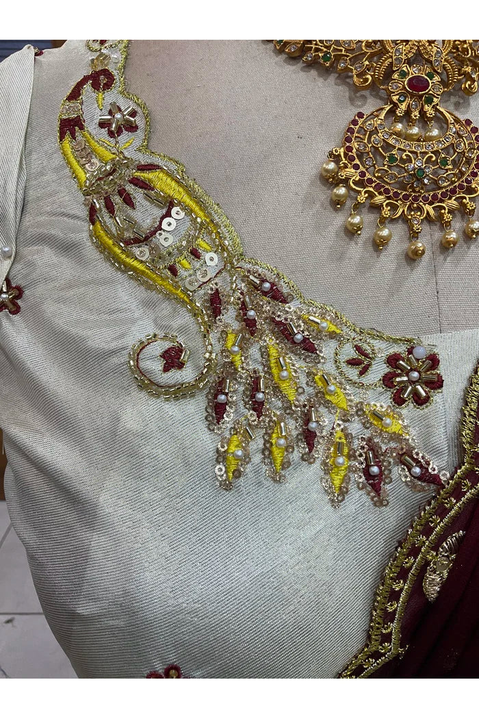 Beautiful South Indian Style Unstitch Shimmer Half Saree with Hand Work Blouse and Rangoli Dupatta for Women | Shivani - Image 24