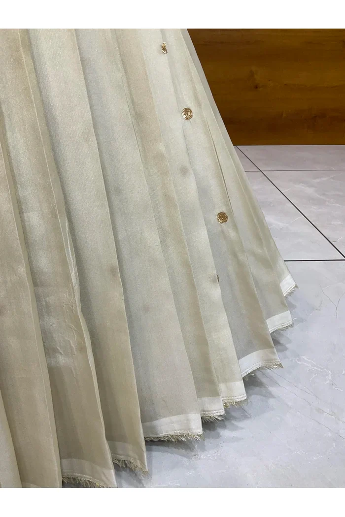 Beautiful South Indian Style Unstitch Shimmer Half Saree with Hand Work Blouse and Rangoli Dupatta for Women | Shivani - Image 33