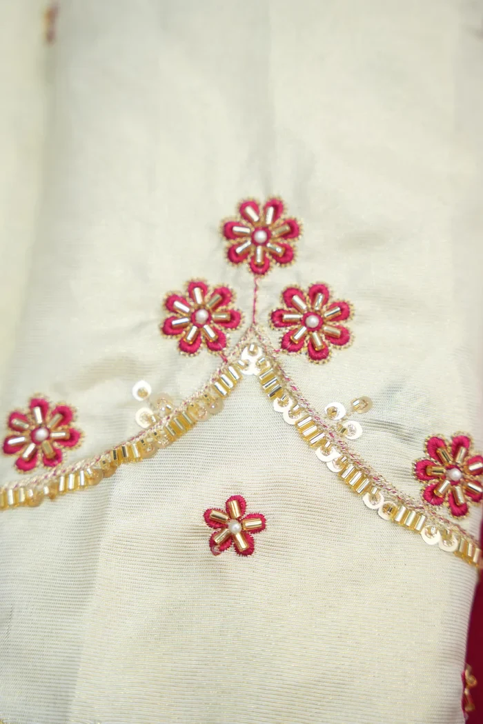 Beautiful South Indian Style Unstitch Shimmer Half Saree with Hand Work Blouse and Rangoli Dupatta for Women | Shivani - Image 48