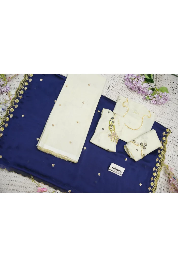 Beautiful South Indian Style Unstitch Shimmer Half Saree with Hand Work Blouse and Rangoli Dupatta for Women | Shivani - Image 59