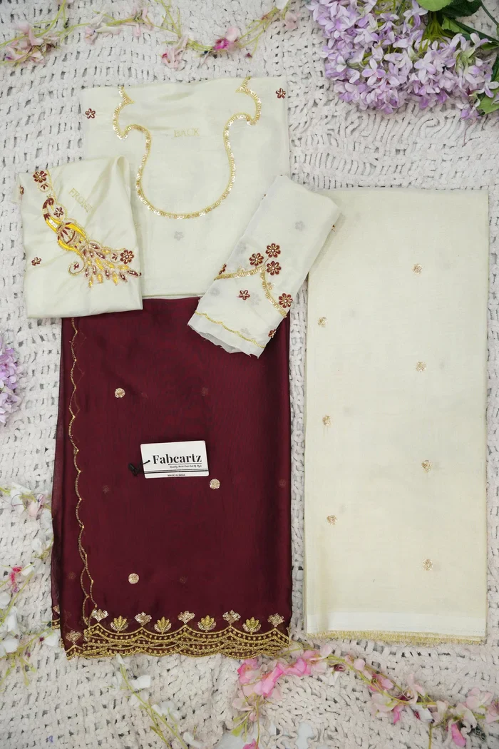 Beautiful South Indian Style Unstitch Shimmer Half Saree with Hand Work Blouse and Rangoli Dupatta for Women | Shivani - Image 63