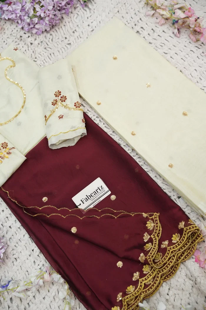 Beautiful South Indian Style Unstitch Shimmer Half Saree with Hand Work Blouse and Rangoli Dupatta for Women | Shivani - Image 64