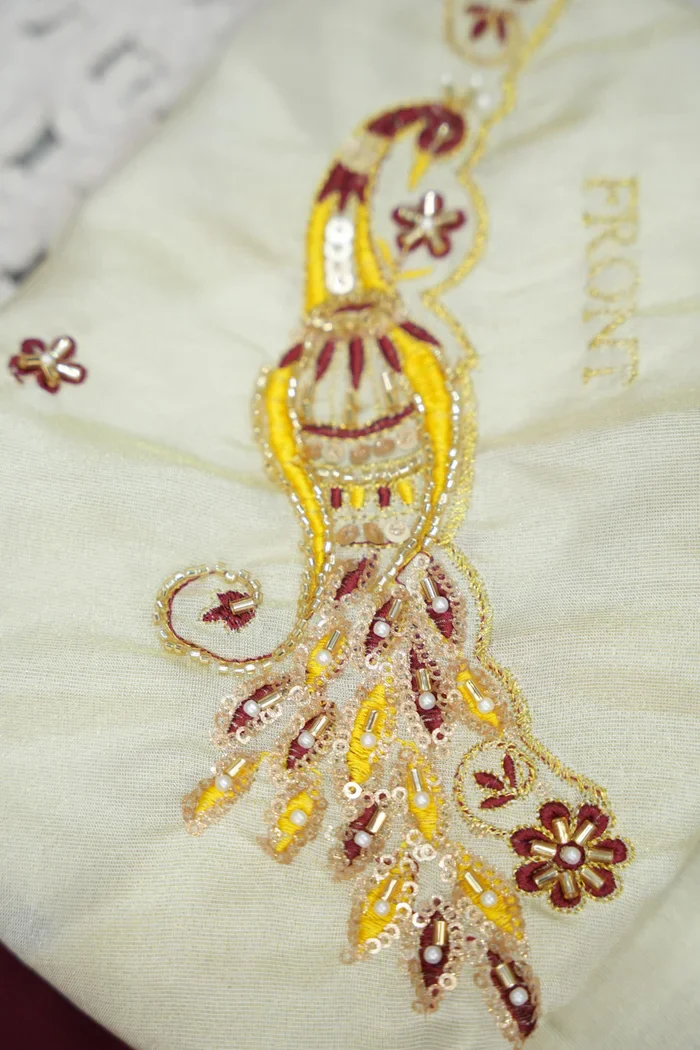 Beautiful South Indian Style Unstitch Shimmer Half Saree with Hand Work Blouse and Rangoli Dupatta for Women | Shivani - Image 67