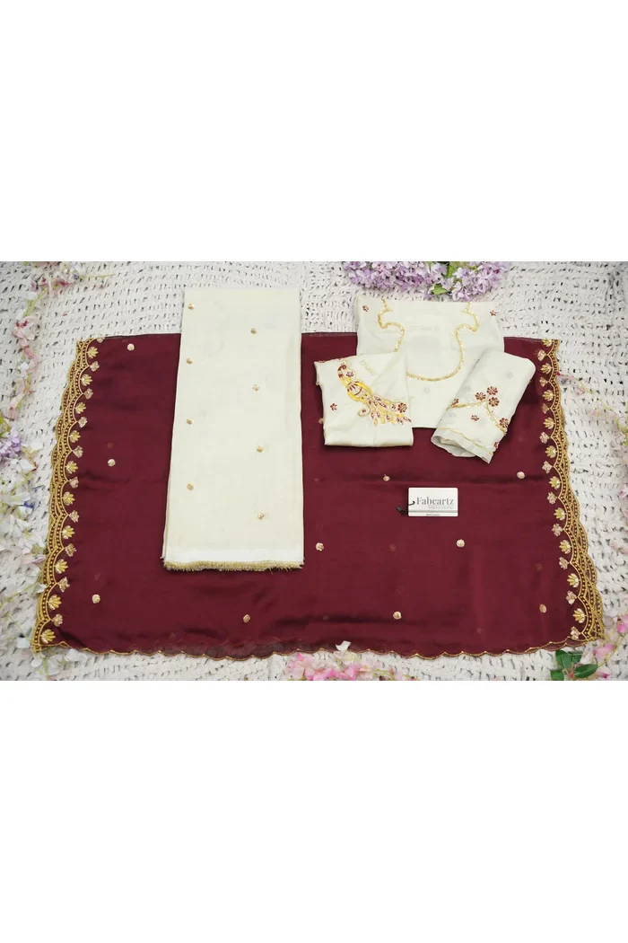 Beautiful South Indian Style Unstitch Shimmer Half Saree with Hand Work Blouse and Rangoli Dupatta for Women | Shivani - Image 70
