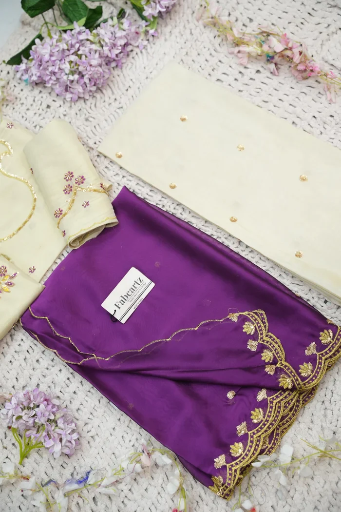 Beautiful South Indian Style Unstitch Shimmer Half Saree with Hand Work Blouse and Rangoli Dupatta for Women | Shivani - Image 83