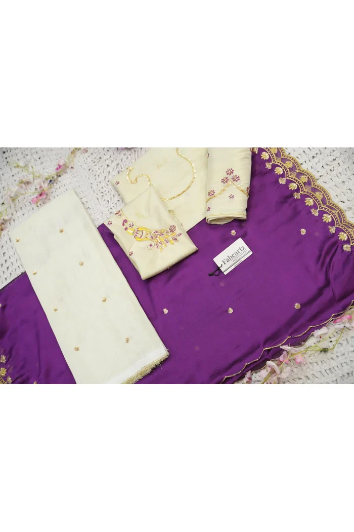 Beautiful South Indian Style Unstitch Shimmer Half Saree with Hand Work Blouse and Rangoli Dupatta for Women | Shivani - Image 89