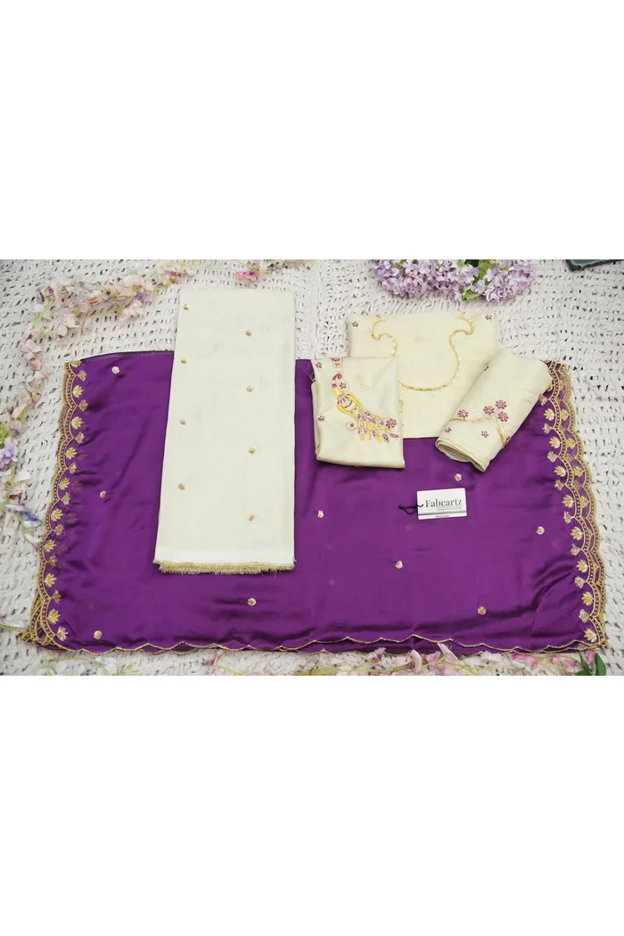 Beautiful South Indian Style Unstitch Shimmer Half Saree with Hand Work Blouse and Rangoli Dupatta for Women | Shivani - Image 90