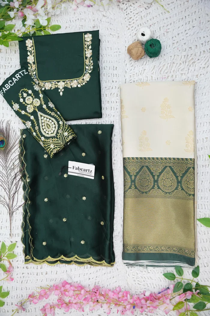Women's Woven Design zari work Half Saree with Embroidered Blouse and Dupatta BittuPattu - Image 71
