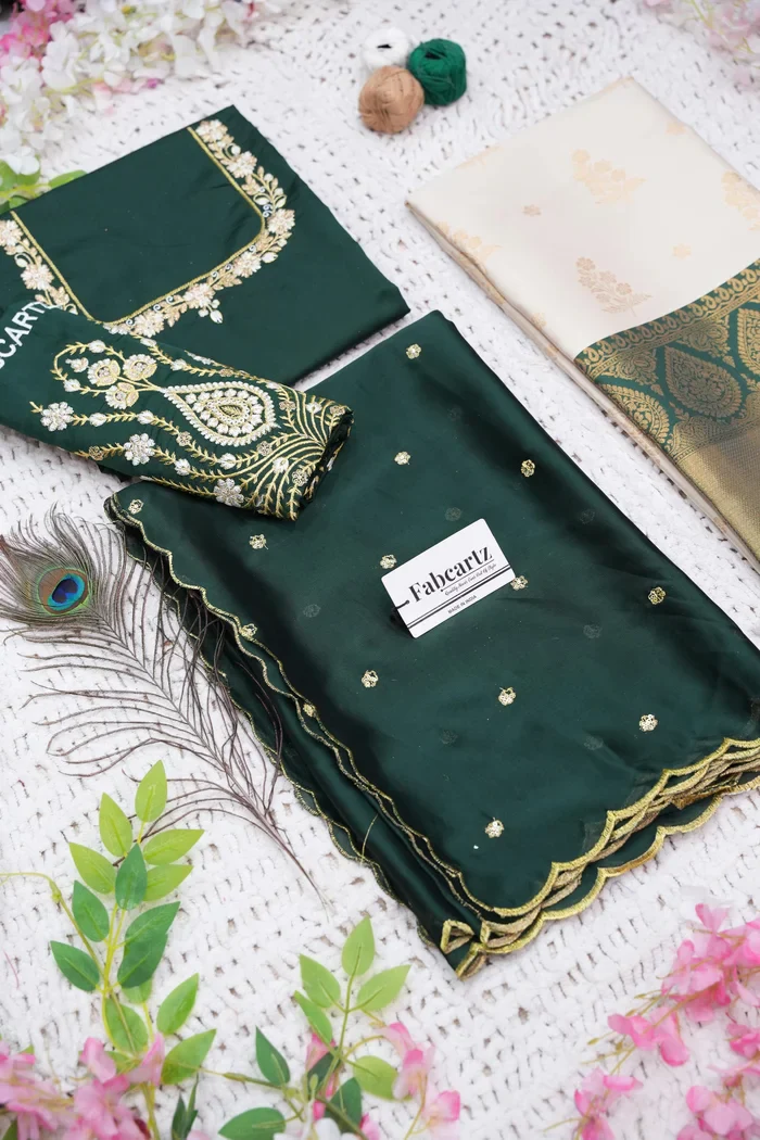 Women's Woven Design zari work Half Saree with Embroidered Blouse and Dupatta BittuPattu - Image 74