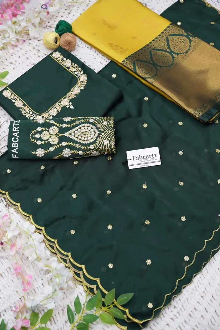 Women's Woven Design zari work Half Saree with Embroidered Blouse and Dupatta BittuPattu - Image 91