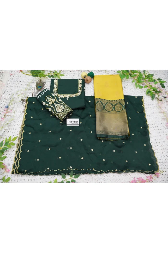 Women's Woven Design zari work Half Saree with Embroidered Blouse and Dupatta BittuPattu - Image 93