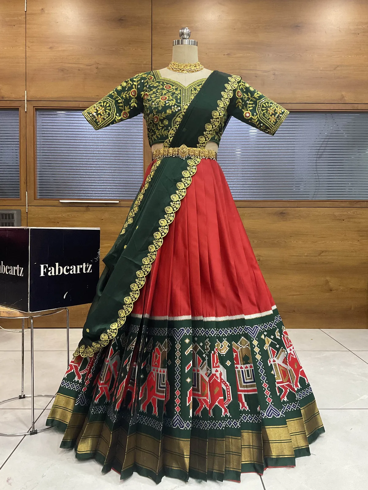 South Indian Festival Traditional Half Saree with Embroidered Blouse & Dupatta ButtaBomma - Image 11