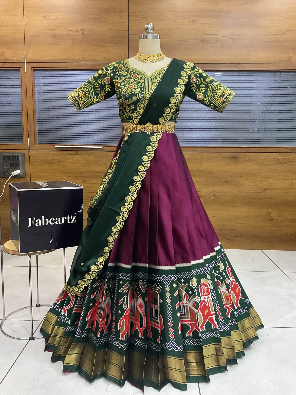 South Indian Festival Traditional Half Saree with Embroidered Blouse & Dupatta ButtaBomma - Image 16