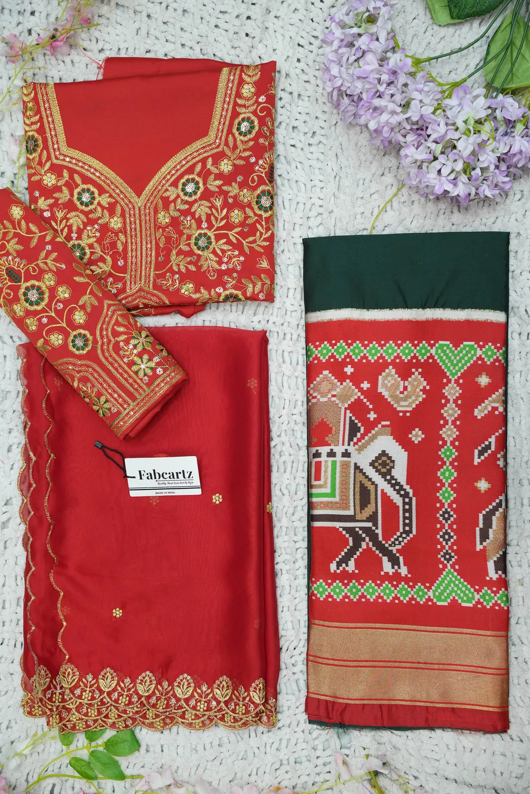 South Indian Festival Traditional Half Saree with Embroidered Blouse & Dupatta ButtaBomma - Image 21