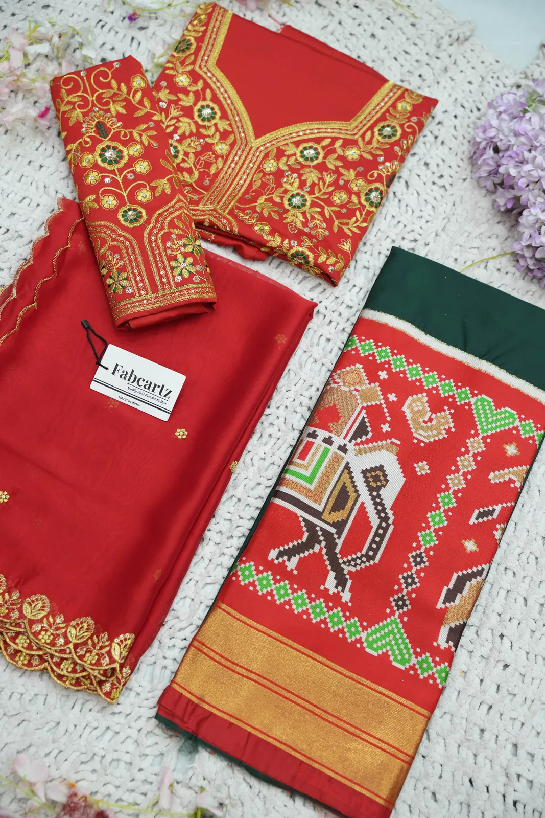 South Indian Festival Traditional Half Saree with Embroidered Blouse & Dupatta ButtaBomma - Image 23