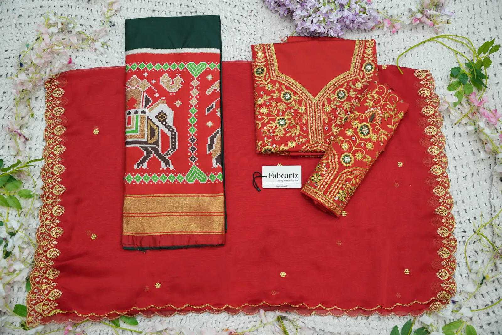 South Indian Festival Traditional Half Saree with Embroidered Blouse & Dupatta ButtaBomma - Image 26