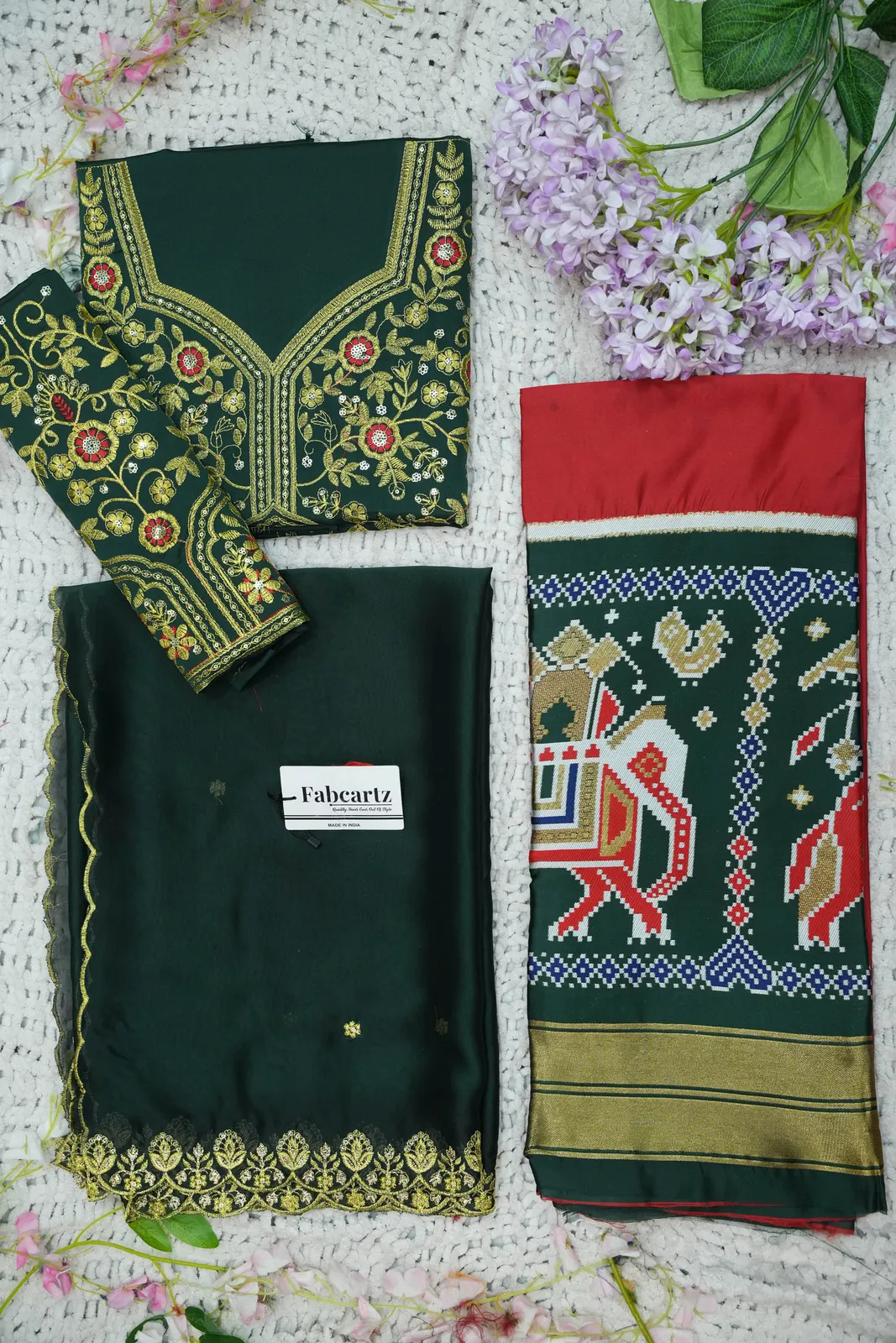 South Indian Festival Traditional Half Saree with Embroidered Blouse & Dupatta ButtaBomma - Image 33