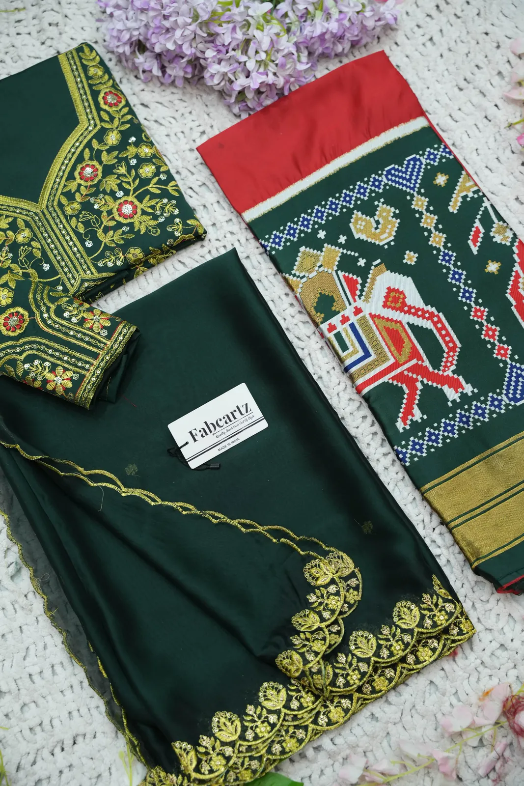 South Indian Festival Traditional Half Saree with Embroidered Blouse & Dupatta ButtaBomma - Image 34