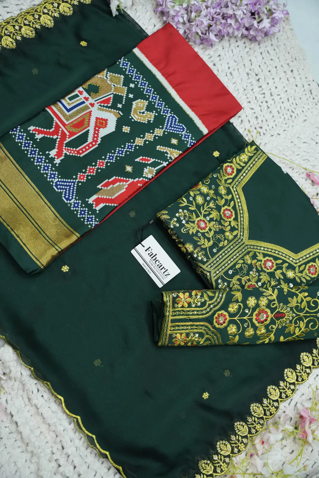 South Indian Festival Traditional Half Saree with Embroidered Blouse & Dupatta ButtaBomma - Image 36