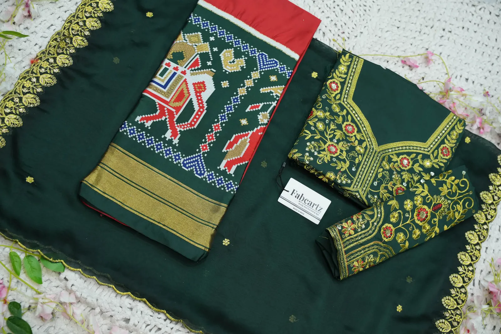 South Indian Festival Traditional Half Saree with Embroidered Blouse & Dupatta ButtaBomma - Image 37